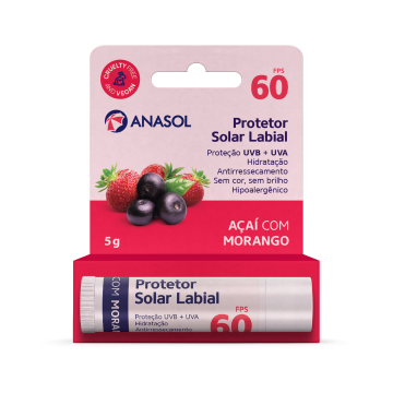 Anasol Protetor Solar Labial FPS 60 Açaí c/ Morango